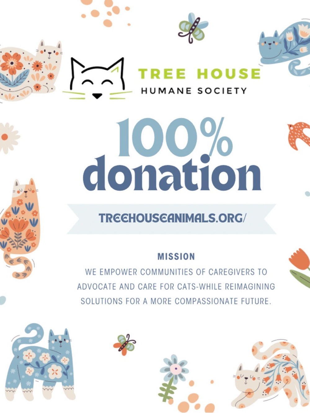 3-Tree House Humane Society 100% Donation🐱💚